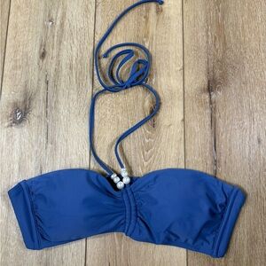 Shade & Shore Chic Blue Strapless Bikini Top with Pearl Accents Size L